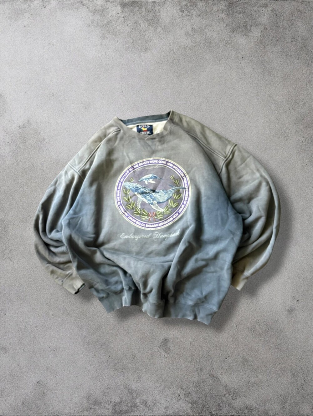Vintage 90s Nature Whales Ocean Sea Crewneck SweatShirt Size Mens Large Faded